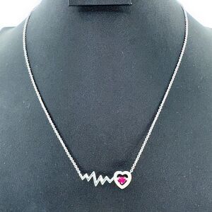 The Beat of your heart Ruby & Sapphire Heart Pendant in Sterling Silver Necklace